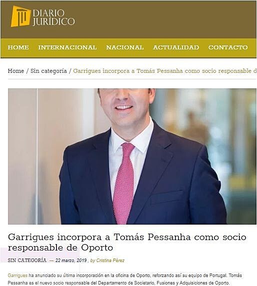 Garrigues incorpora a Toms Pessanha como socio responsable de Oporto